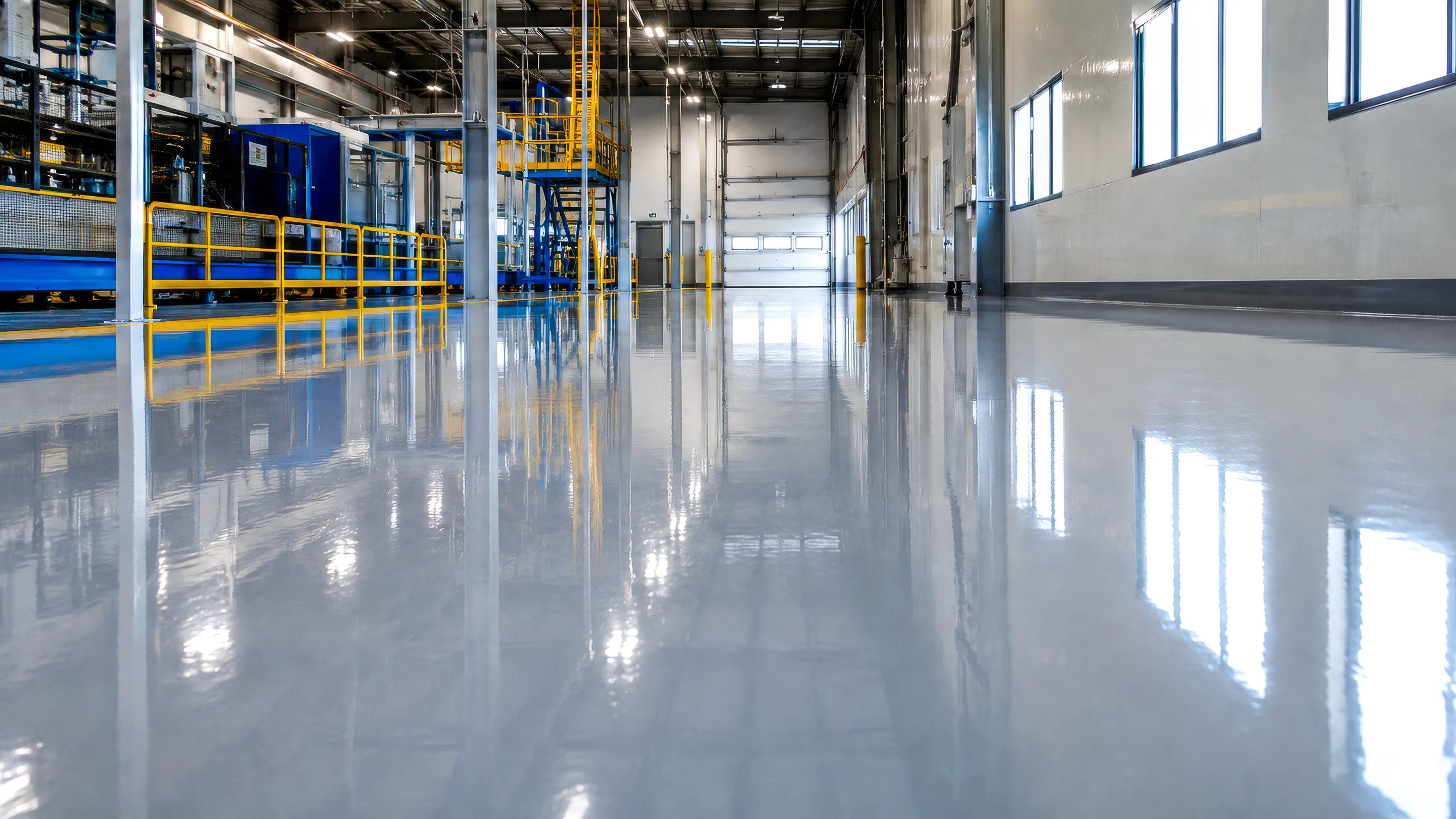 Polished floor in a large high-traffic institutional hall.
